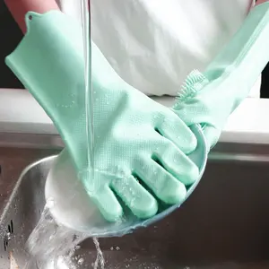 Sihirli uzun kollu lateks fantezi silikon kauçuk bulaşık eldivenler temizlik için