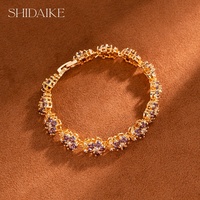 ShiDaiSheng lujo Europa moda pulsera mujer platino plateado Baguette Maequise CZ chapado en oro latón circón piedra principal re