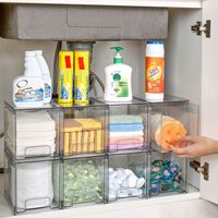 Tiroir de rangement empilable transparent en acrylique pour cuisine, médicaments, maquillage, armoire