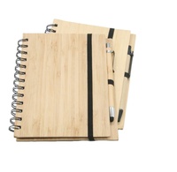 Carnet à spirales avec logo personnalisé et pages vierges, format A5, carnet en bambou