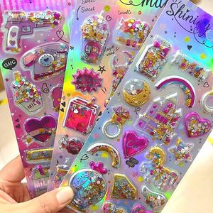 Autocollants 3D créatifs brillants pour enfants, autocollants en feuille d'or pour filles, décoration de carnet, autocollants en cristal, autocollants en forme de cœur, d'étoile, de nœud, de couronne - Product Image 1