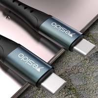 CA67 YESIDO laptop ponsel nilon tipe C, pengisian cepat 2 meter PD 60W dengan kabel data