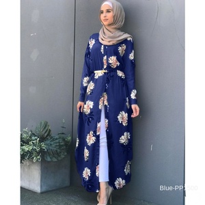 El más nuevo vestido de verano con estampado de flores incluye cinturón fiesta de noche hecho de poliéster vestido de mujer musulmana - Product Image 5