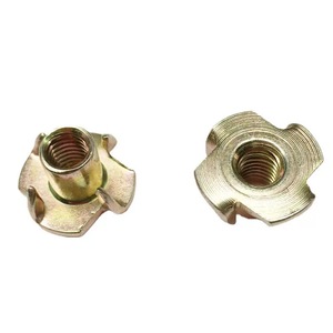 Écrou en T à quatre pointes sertie, zingué, autobloquant, à filetage métrique, avec insert à bride ronde. - Product Image 4