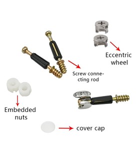Furniture 3 in 1 Connecting Fittings 15*11.5 mm Cam Fittings with Dowel and Pre-Inserted Nut for Cabinet - Product Image 3