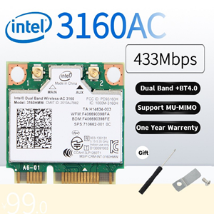 Adaptador WiFi Inalámbrico AC 7260 7260HMW 3160 7265 3165 8260, Mini PCI-Express Interno, Doble Banda, para Escritorio, 802.11ac, Doble Banda - Product Image 3