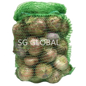 Sacs en <span class=keywords><strong>filet</strong></span> Raschel rouges et verts durables de 21*32 pouces (50 lb) en PE recyclable pour l'emballage du <span class=keywords><strong>bois</strong></span> de <span class=keywords><strong>chauffage</strong></span>, des oignons et de l'ail – Nouveau design - Product Image 2