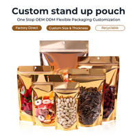 Transparent avant refermable PE PET sac de rangement brillant or feuille d'aluminium Stand-Up Ziplock Promotion café sel épices nourriture pour animaux de compagnie