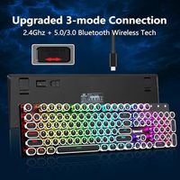 Clavier de jeu mécanique sans fil OEM ODM K710 style machine à écrire, noir, Bluetooth 2,4 GHz, filaire, trimode, rétroéclairage RGB, rechargeable