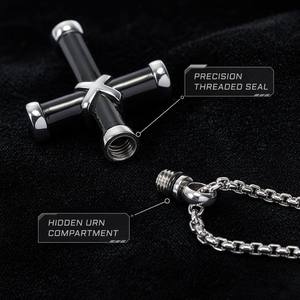 Collar con urna para cenizas de mascotas con cruz cristiana al por mayor, diseño con compartimento oculto roscado, colgante conmemorativo discreto, proveedor - Product Image 4