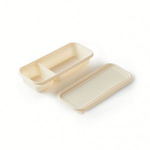 Conteneur alimentaire jetable biodégradable en amidon de maïs à trois compartiments avec couvercle à charnière pour les fêtes - Product Image 4