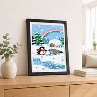 Nouveau kit de peinture numérique transfrontalier, jouet artisanal DIY, cadeau pour étudiants/enfants, thème de Noël, style nordique, cadre en bois