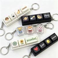 Factory Custom Acrylic Keycap Keychain with UV Printing Square Shape Cartoon Pattern Logo Design DIY Keyboard Fidget Keychain