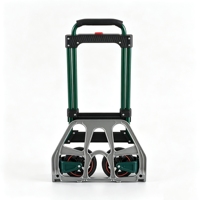 Carretilla de Mano Plegable con Plataforma, Marco de Acero, Mango Telescópico, Carrito de Equipaje Portátil, Carretilla Pequeña para Logística y Transporte de Carga