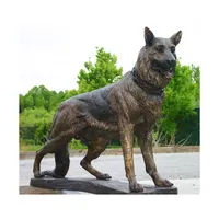 カスタム手作り等身大金属動物彫刻ジャーマンシェパードガーデンスタチューブロンズ犬