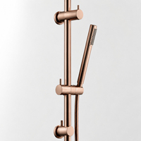 Ensemble de colonne de douche en or rose brossé PVD anti-traces de doigts, avec douchette à pluie ronde à bras courbé et douchette multifonction