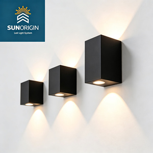 Applique murale LED moderne minimaliste en aluminium, étanche, éclairage haut/bas, cube noir et or, pour chambre, couloir, jardin, extérieur - Product Image 2