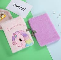 Carnet à serrure en peluche licorne, carnet de mots de passe pour étudiant, journal intime pour fille