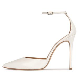 Туфли-лодочки на высоком каблуке с ремешком на щиколотке женские белые свадебные туфли - Product Image 1