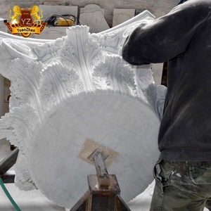 Décoration de la maison, pilier romain, casquette, majuscule sculptée à la main, cornthian, carrera, marbre blanc, pierre, colonne romaine - Product Image 4