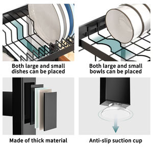 ที่คว่ำจานแบบปรับความยาวได้ชั้นวาง<span class=keywords><strong>ของ</strong></span>เหนือเคาน์เตอร์พร้อมบล็อกมีดและที่วางตะเกียบ - Product Image 4