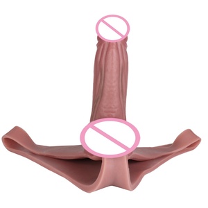 SXXY Real Textured Skin Feeling Male Strap-On Penis Extender Silicone Briefs With Hollow <b>Dildo</b> for Men Reusable Condom Pants - Product Image 3