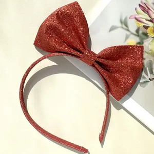 Christmas Hair Ties Accessories Glitter Powder Bow Hair Hoop Party Princess Dress Up Hairband Children And Adults Headband