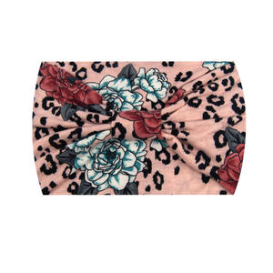 Bandeau de yoga à larges bords de style bohème accessoire de cheveux de fitness anti-transpirant avec imprimé rose nouveau design - Product Image 4