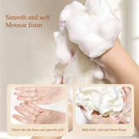 Sac en filet moussant pour savon avec cordon de serrage, non-dispersant, pour savon en forme de fleur, pochette de protection pour savon, gommage pour le dos sous la douche, sac en maille exfoliant