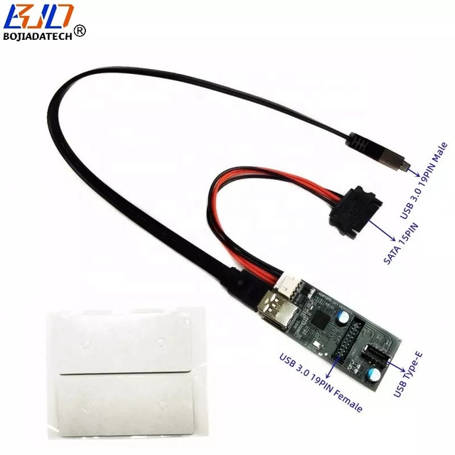 5Gbps USB 3.0 19PIN + Type-E Socket Adapter Converter Card with MB 19PIN Header Extension Cable & SATA 15PIN Power Cord