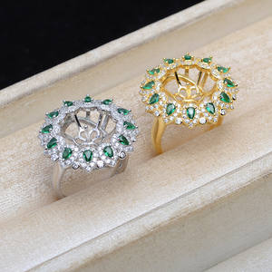 Support de bague ouvert en argent S925, accessoires DIY faits main avec plume amovible, support de perle 12-13 mm JG5329, fournitures de perlage - Product Image 2