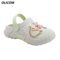 OLICOM Sabots personnalisés avec logo pour filles et garçons, avec breloques, sandales d'été pour jardin, douche, plage, piscine, natation, chaussures aquatiques pour enfants