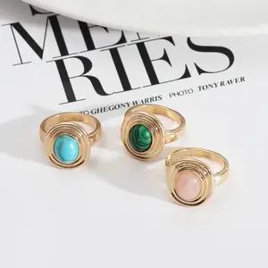 high quality fashion jewelry rings women natural gemstone round 18k gold o-rings designs for men