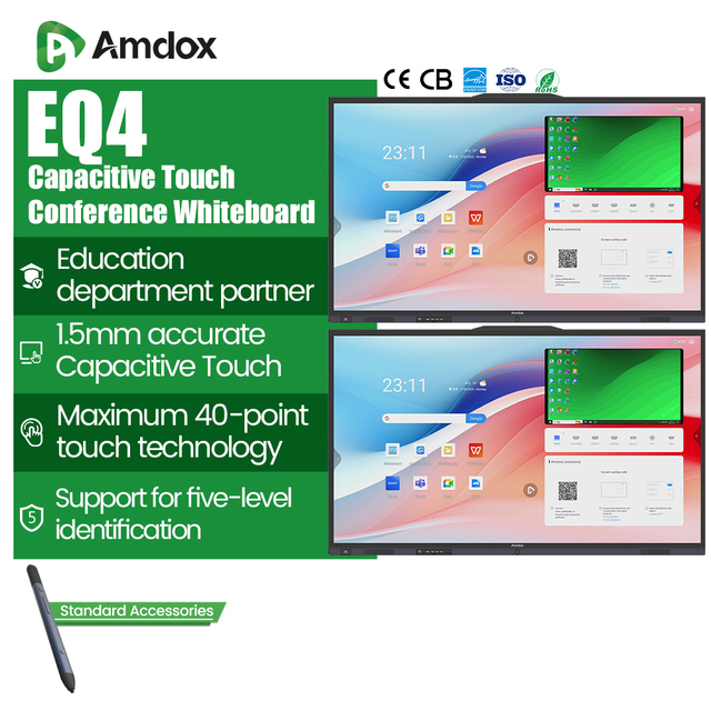 Capacitive Interactive Electronic Whiteboard 75"/86"/98" 40-Touch Points 4K 1-Year Warranty for Classroom & Business Use