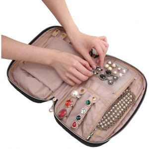 Usine BSCI, NOUVEAU produit 2024, sac de rangement pour bijoux de voyage noir, étuis pour colliers, boucles d'oreilles, bagues, bracelets - Product Image 1