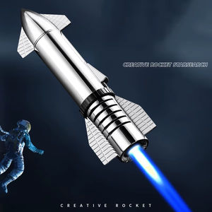 Rocket <b>Torch</b> Lighter Cigar Single Fire High Temperature <b>Rechargeable</b> Adjustable Flame Windproof BBQ Camping Gift - Product Image 2