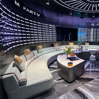 Canapé de bar lounge moderne pour discothèque, VIP, noir, modulaire, banquette de salon d'hôtel, sièges LED, ensemble de bar KTV, acier inoxydable, pour salon