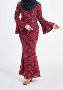 SIPO Malaysia Fesyen Flare <b>Sleeves</b> <b>Lace</b> Kurung Rose Black Embodiery Baju Kurung - Product Image 5