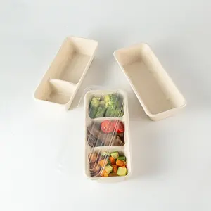 Коробка для торта из бумажной целлюлозы, трехсекторная длинная многокамерная коробка для суши на вынос