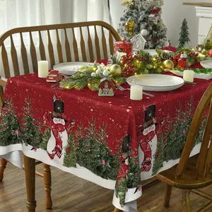108 X 54 Inch Colorful Design Easy Wipe-Clean Heavy Duty Plastic Tablecloth for Holiday Christmas Party