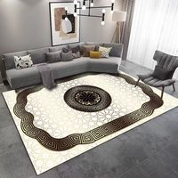 Luxuriöser Wohnzimmerteppich Dekoration Goldene Teppiche in Übergröße Sofa-Bereichsteppich Hotel-Foyer-Bodenmatte Weich Rutschfest Waschbar