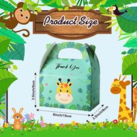 Boîtes à friandises pour fête d'animaux, décoration d'anniversaire, boîte cadeau en papier sur le thème du safari et du zoo, pour fournitures d'anniversaire sur le thème de la jungle