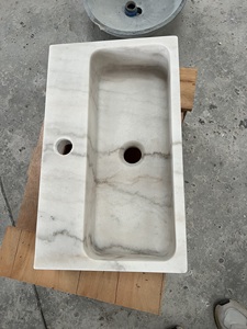 Lavabo en marbre blanc de Chine moderne avec drain pour hôtel, design en pierre polie, prix compétitif - Product Image 4