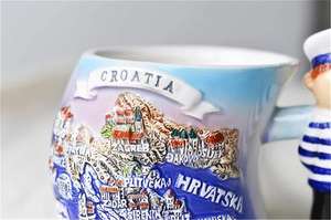 Tasse à café en céramique peinte à la main, gaufrage 3D, artisanaux, de <span class=keywords><strong>voyage</strong></span>, Souvenir, Collection cadeau 12 onces - Product Image 2