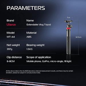 ULANZI <strong>MT</strong>-44 Aluminum Auto Open Tripod 59" Extendable Selfie <strong>Stick</strong> | 2-in-1 Phone Clip 360 Ball Head Cold Shoe Compatible - Product Image 3