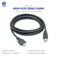 Kabel USB 2.0 Tipe-C dengan Pengunci Sekrup, Panel Mount Tipe-A ke Tipe-C Male, Fleksibel Tinggi, Rantai Tarik, Pelindung Ganda untuk Kamera Industri