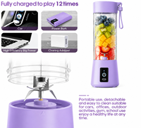 Draagbare USB oplaadbare blenderbeker met 6 messen, mini elektrische sapcentrifuge beker, reisfruit smoothie maker, draagbare sapmixer