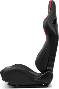 Nouveau Design de sièges de course avec glissières à double verrouillage, garniture noire et rouge en cuir PVC, arrière universel en cuir de fibre de carbone - Product Image 2