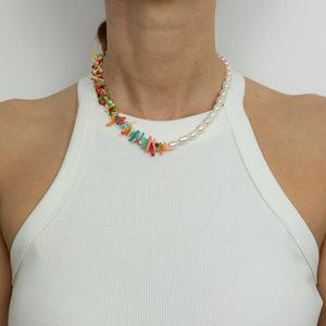 INS Style gros Beachy vacances <span class=keywords><strong>corail</strong></span> perle d'eau douce pierre perle colliers mode à la main première fête des mères bijoux - Product Image 3