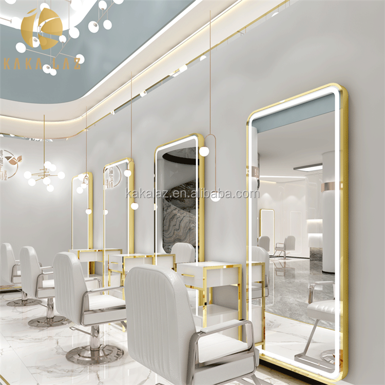 ラグジュアリーLEDミラーキャビネット ヘアサロン用スタイリングミラー